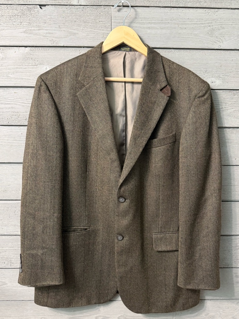 Vintage Oscar De La Renta Men’s Wool Sports Coat Jacket Blazer Leather Elbow
